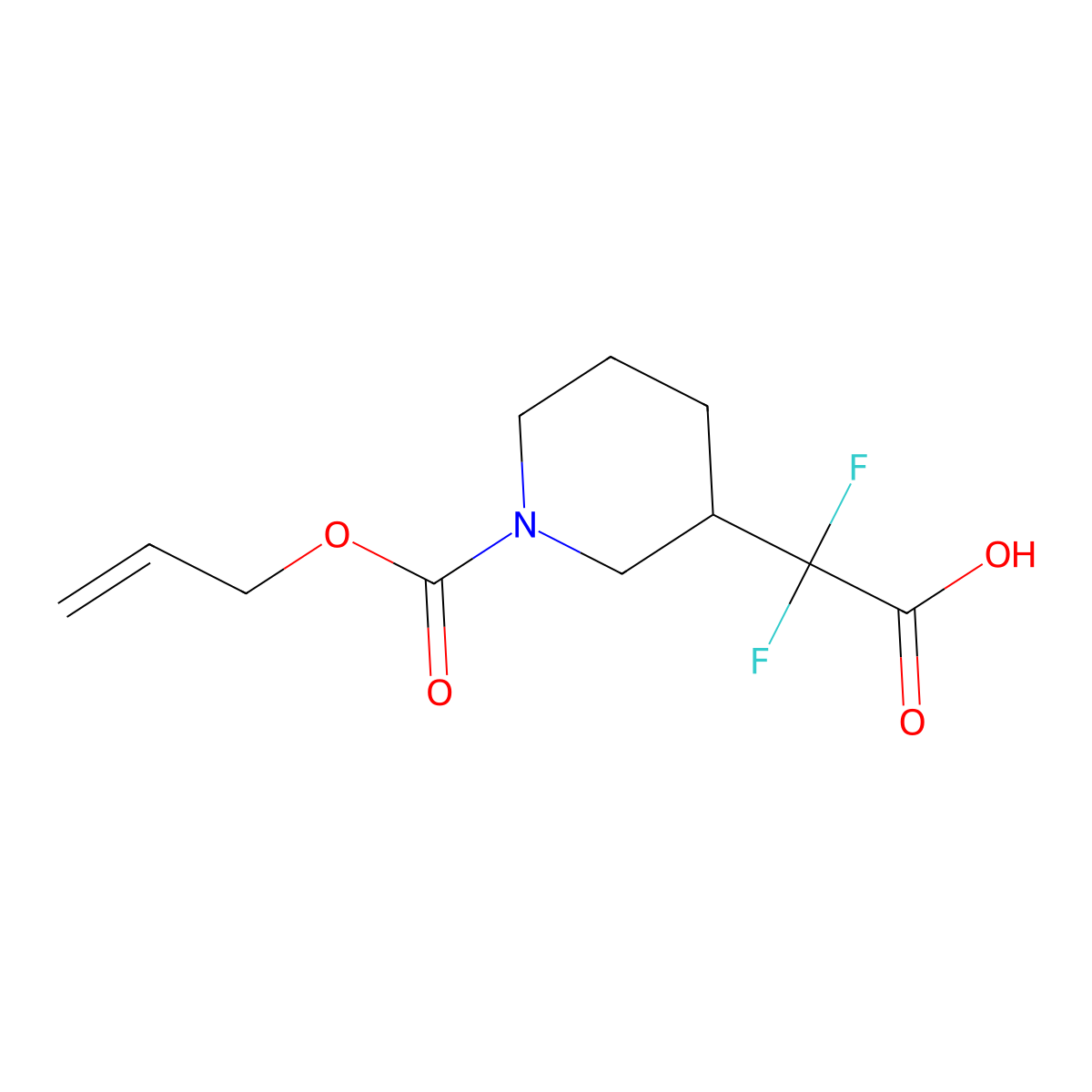 2,2-Difluoro-2-{1-[(prop-2-en-1-yloxy)carbonyl]piperidin-3-yl}acetic acid molecular structure, CAS 2680794-86-7