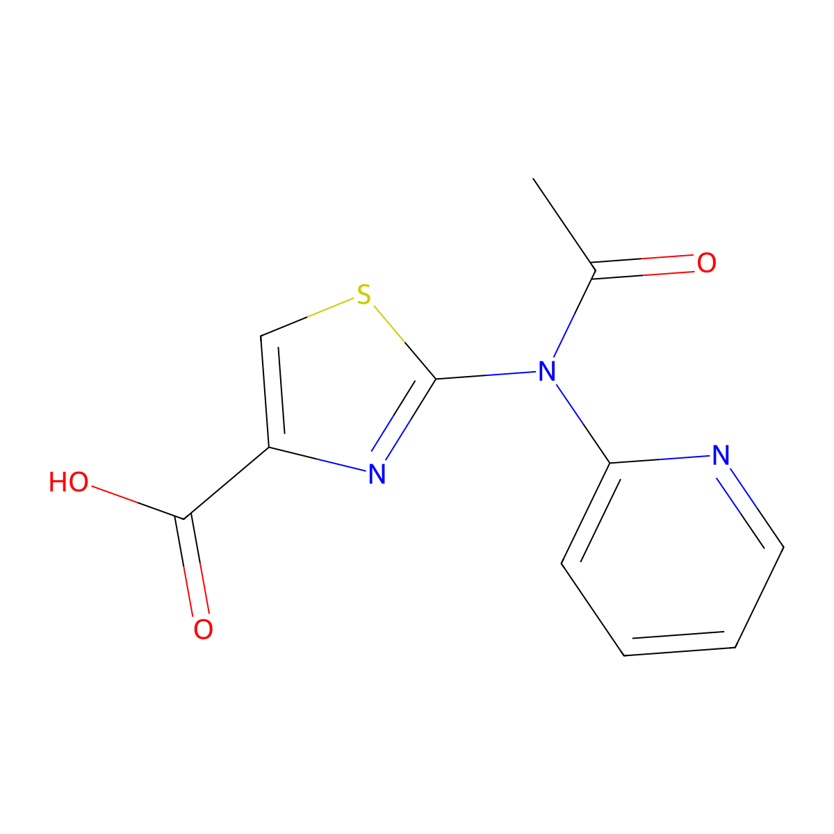 2-[N-(pyridin-2-yl)acetamido]-1,3-thiazole-4-carboxylic acid molecular structure, CAS 2680794-88-9