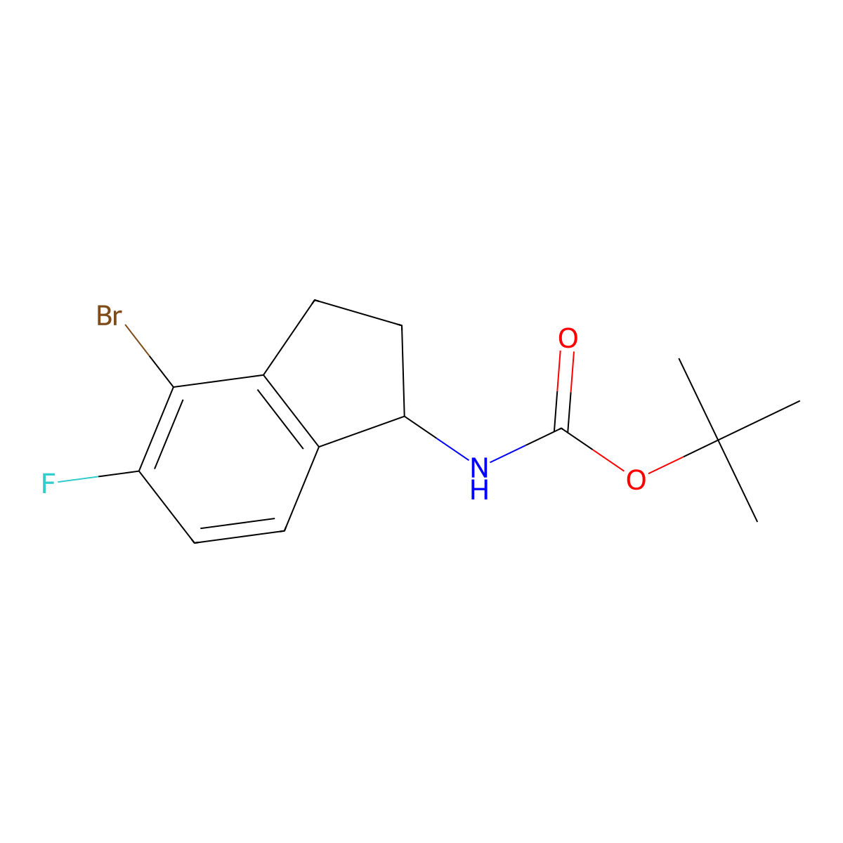 tert-butyl N-(4-bromo-5-fluoro-2,3-dihydro-1H-inden-1-yl)carbamate molecular structure, CAS 2680794-89-0