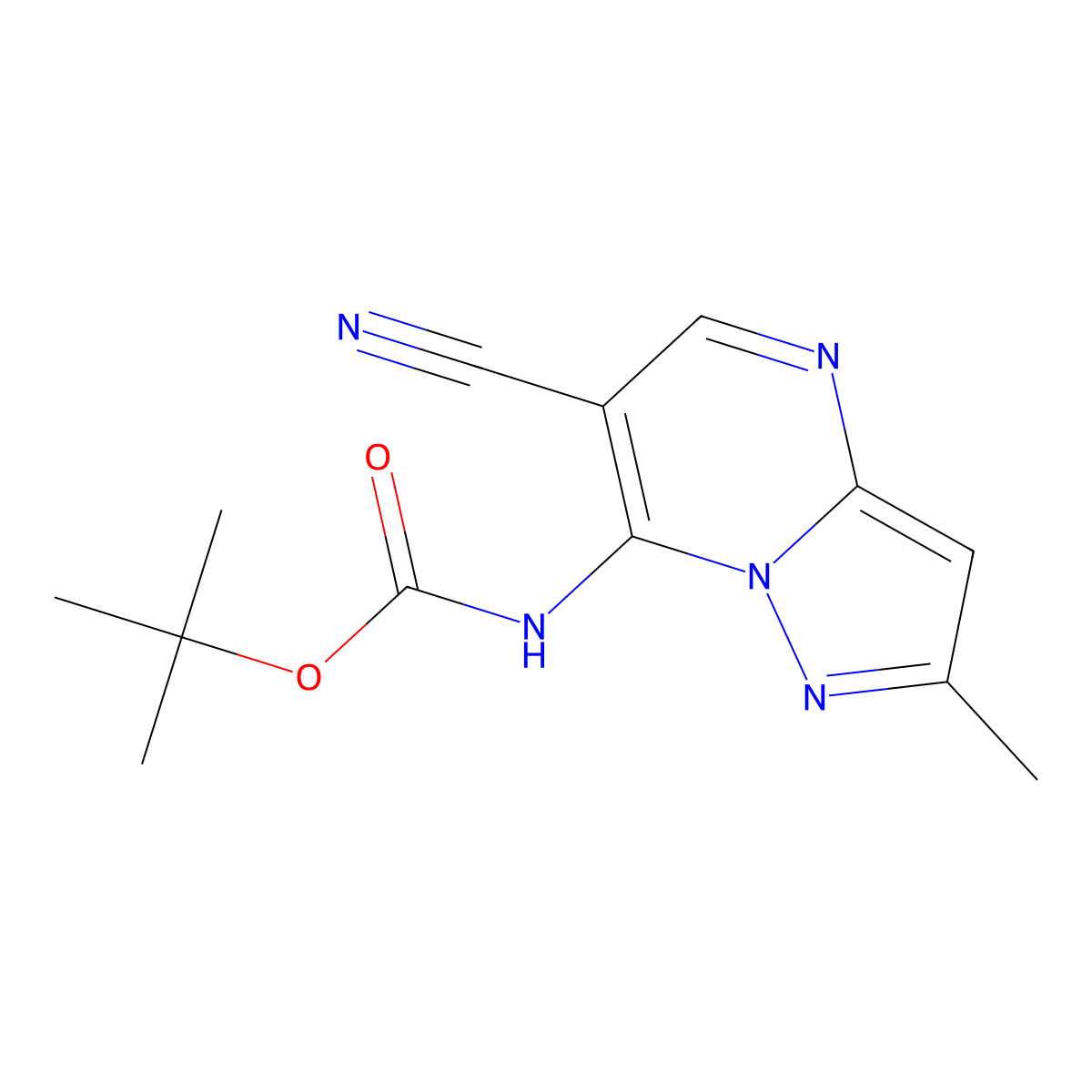tert-butyl N-{6-cyano-2-methylpyrazolo[1,5-a]pyrimidin-7-yl}carbamate molecular structure, CAS 2680794-91-4