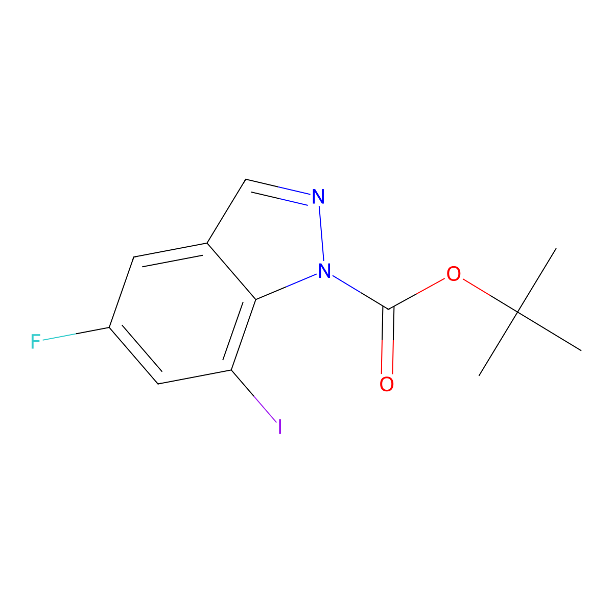 tert-butyl 5-fluoro-7-iodo-1H-indazole-1-carboxylate molecular structure, CAS 2680794-93-6