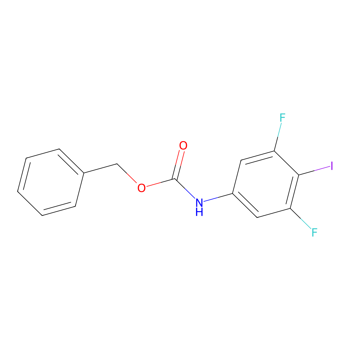 benzyl N-(3,5-difluoro-4-iodophenyl)carbamate molecular structure, CAS 2680794-95-8