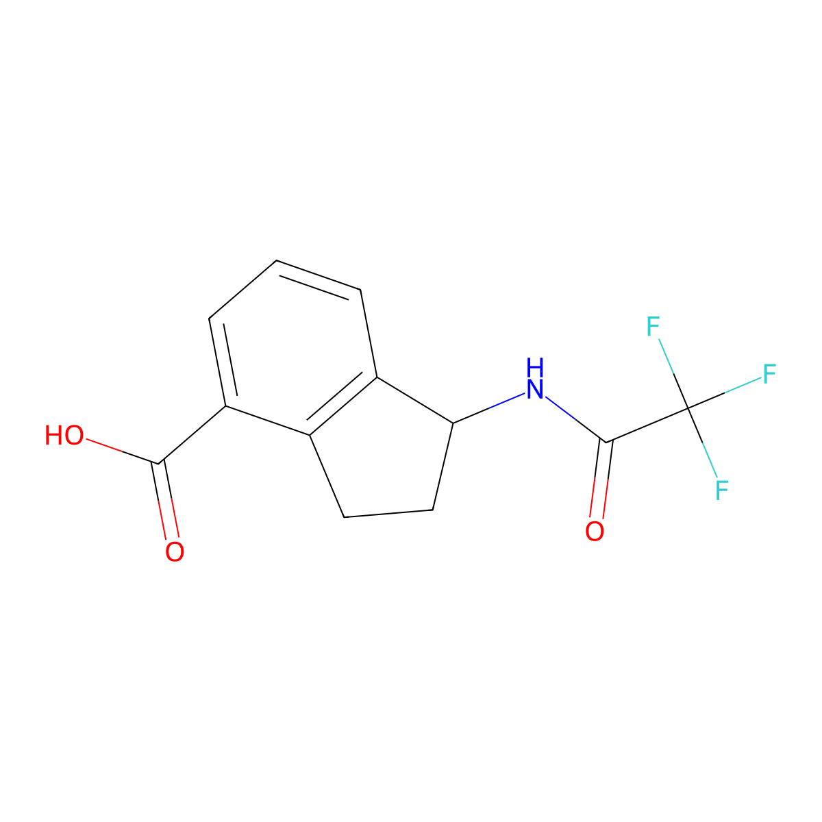 1-(2,2,2-trifluoroacetamido)-2,3-dihydro-1H-indene-4-carboxylic acid molecular structure, CAS 2680794-99-2