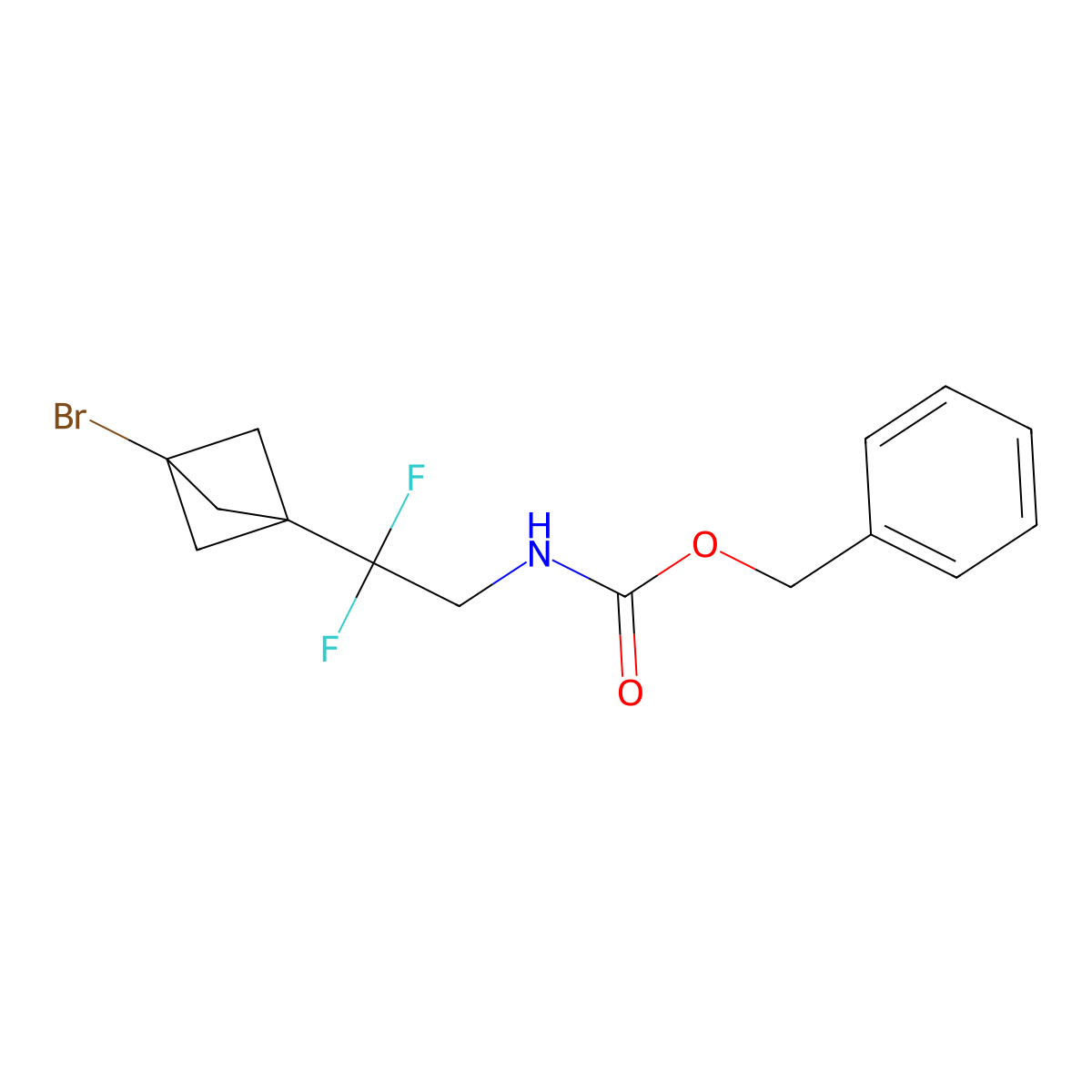 benzyl N-(2-{3-bromobicyclo[1.1.1]pentan-1-yl}-2,2-difluoroethyl)carbamate molecular structure, CAS 2680795-01-9