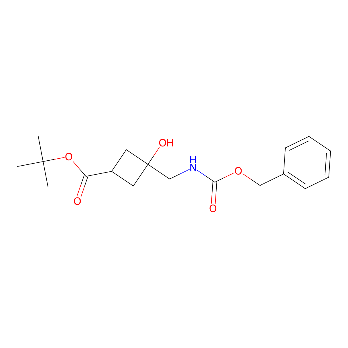 Tert-butyl 3-({[(benzyloxy)carbonyl]amino}methyl)-3-hydroxycyclobutane-1-carboxylate molecular structure, CAS 2680795-03-1