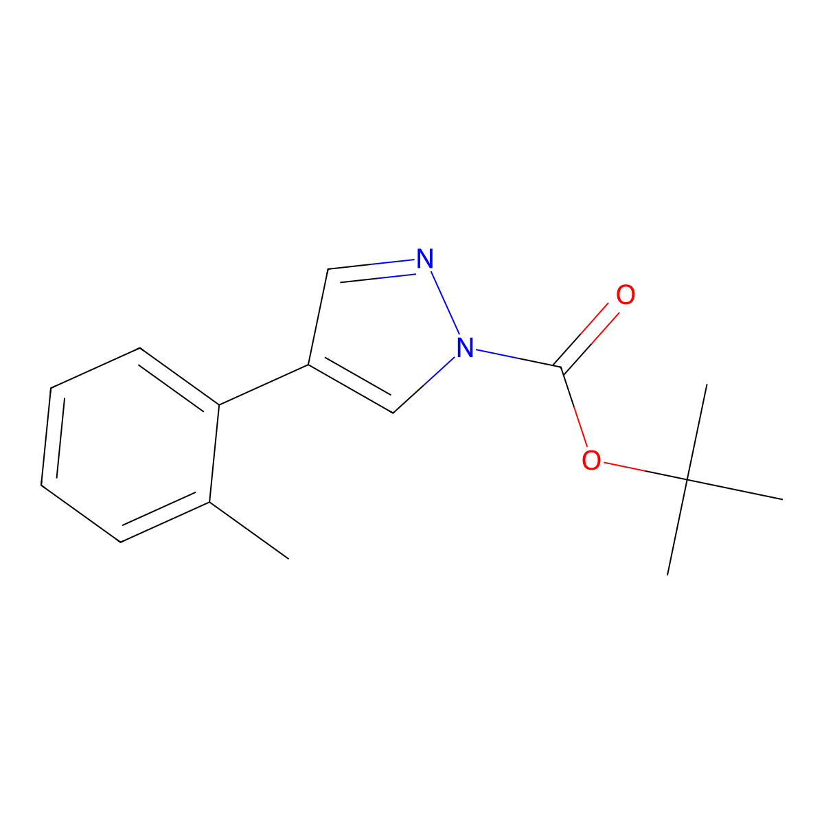 tert-butyl 4-(2-methylphenyl)-1H-pyrazole-1-carboxylate molecular structure, CAS 2680795-05-3