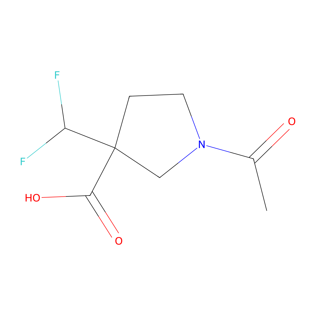 1-Acetyl-3-(difluoromethyl)pyrrolidine-3-carboxylic acid molecular structure, CAS 2680795-18-8