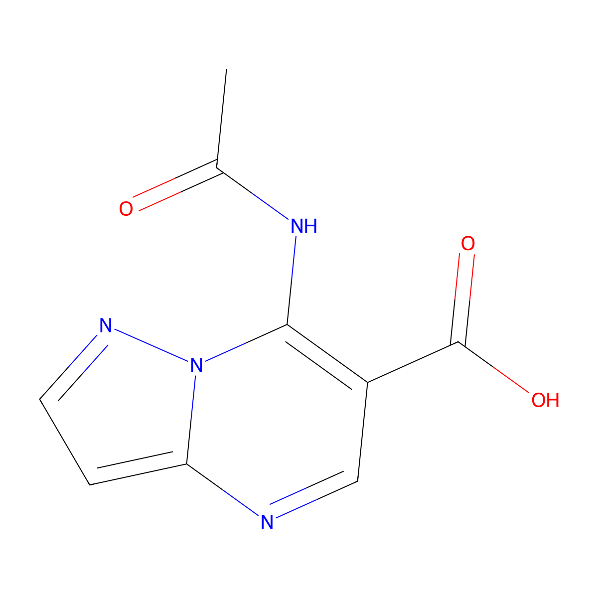 7-Acetamidopyrazolo[1,5-a]pyrimidine-6-carboxylic acid molecular structure, CAS 2680795-26-8