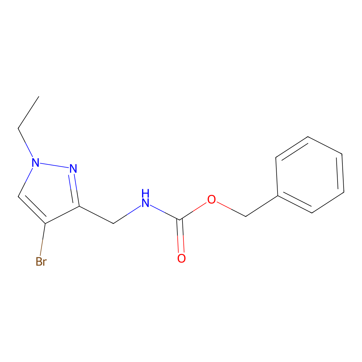 benzyl N-[(4-bromo-1-ethyl-1H-pyrazol-3-yl)methyl]carbamate molecular structure, CAS 2680795-27-9
