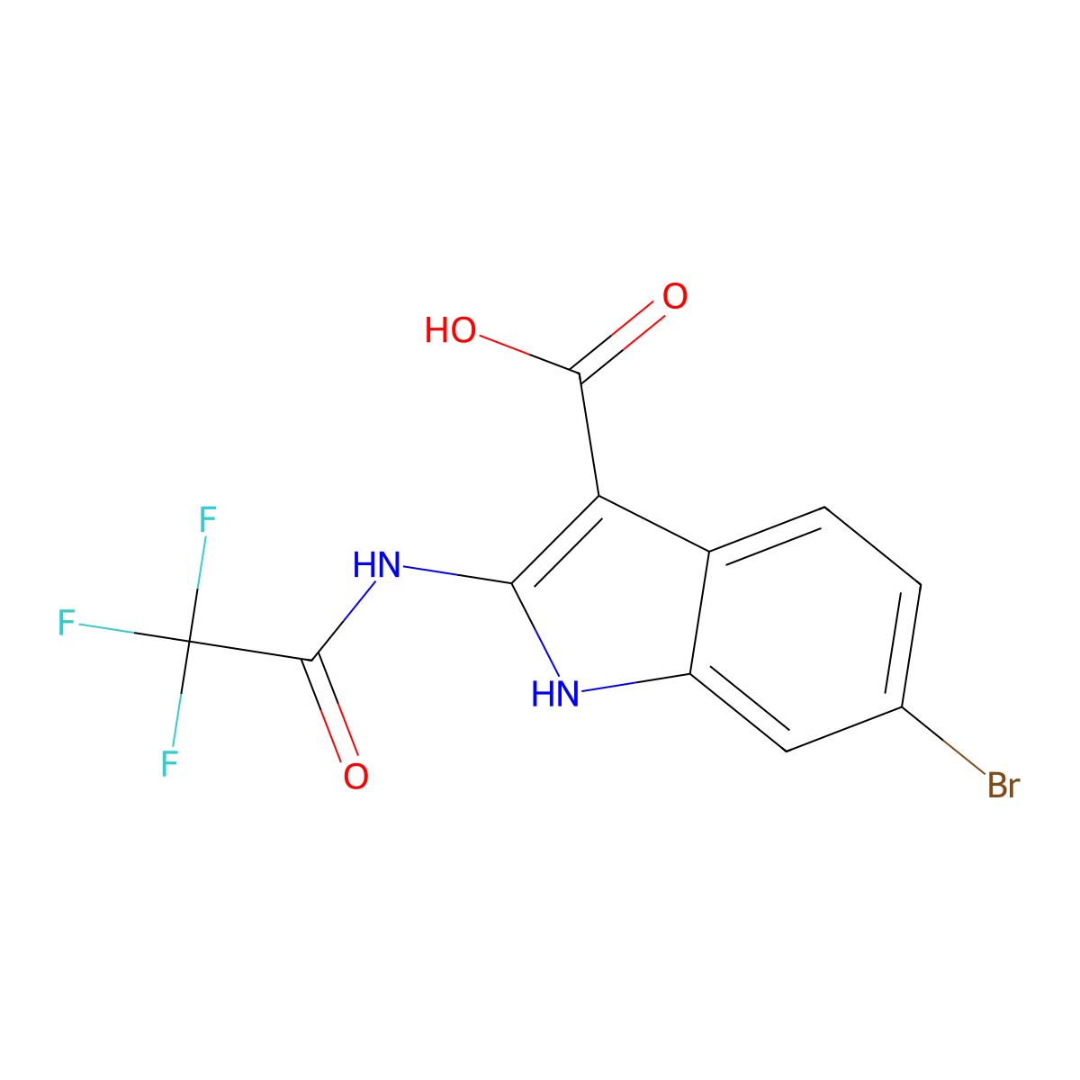 6-bromo-2-(2,2,2-trifluoroacetamido)-1H-indole-3-carboxylic acid molecular structure, CAS 2680795-52-0