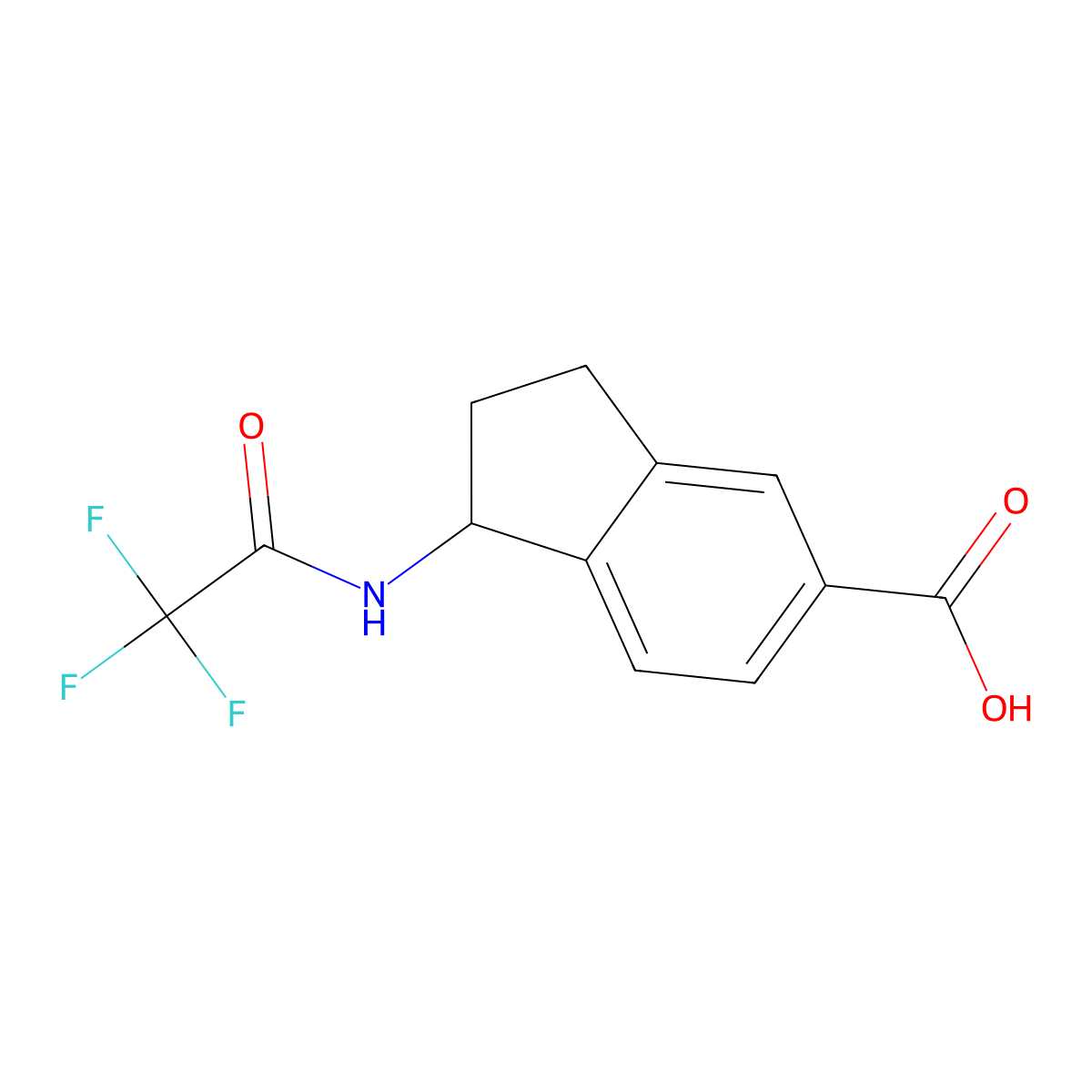 1-(2,2,2-trifluoroacetamido)-2,3-dihydro-1H-indene-5-carboxylic acid molecular structure, CAS 2680795-56-4