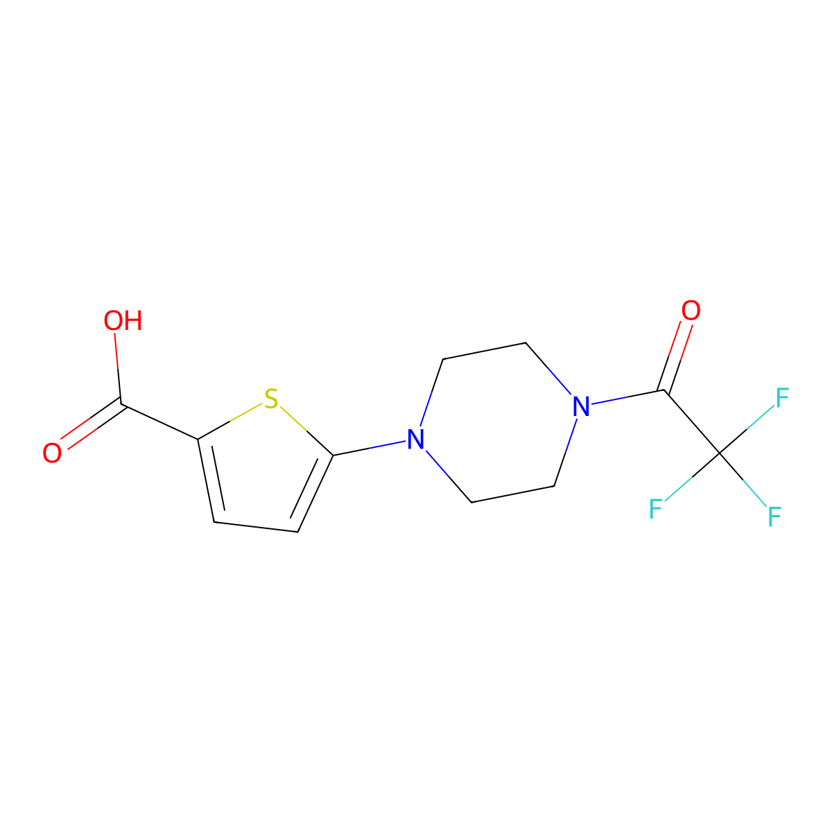 5-[4-(2,2,2-Trifluoroacetyl)piperazin-1-yl]thiophene-2-carboxylic acid molecular structure, CAS 2680795-57-5