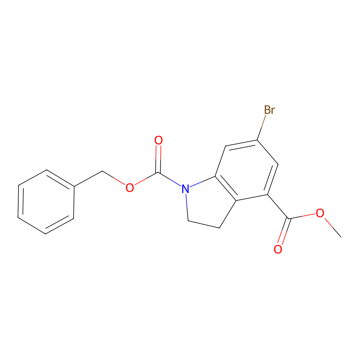 1-benzyl 4-methyl 6-bromo-2,3-dihydro-1H-indole-1,4-dicarboxylate molecular structure, CAS 2680795-64-4