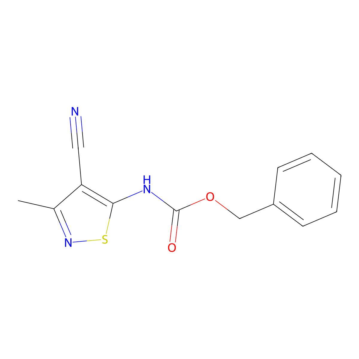 benzyl N-(4-cyano-3-methyl-1,2-thiazol-5-yl)carbamate molecular structure, CAS 2680795-65-5