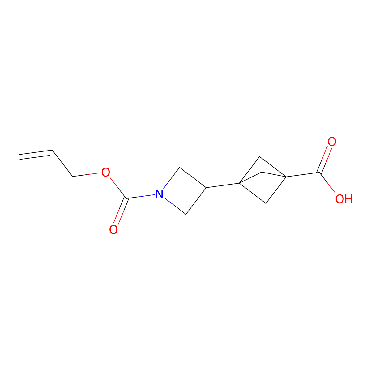 3-{1-[(Prop-2-en-1-yloxy)carbonyl]azetidin-3-yl}bicyclo[1.1.1]pentane-1-carboxylic acid molecular structure, CAS 2680795-66-6