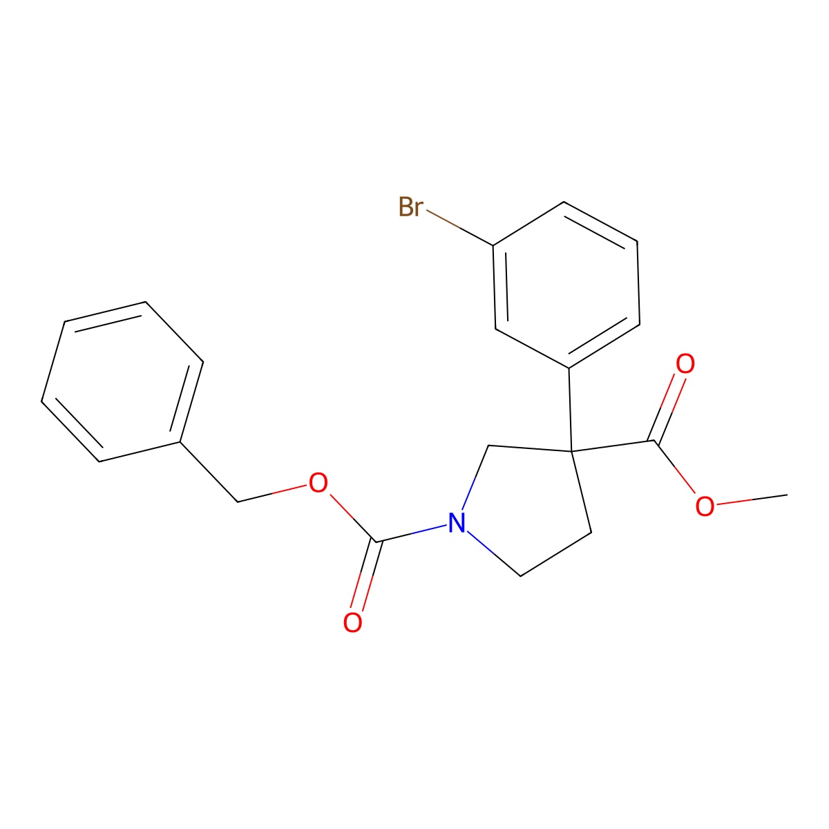 1-Benzyl 3-methyl 3-(3-bromophenyl)pyrrolidine-1,3-dicarboxylate molecular structure, CAS 2680795-69-9