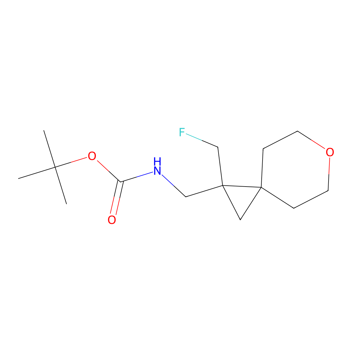 tert-butyl N-{[1-(fluoromethyl)-6-oxaspiro[2.5]octan-1-yl]methyl}carbamate molecular structure, CAS 2680795-71-3