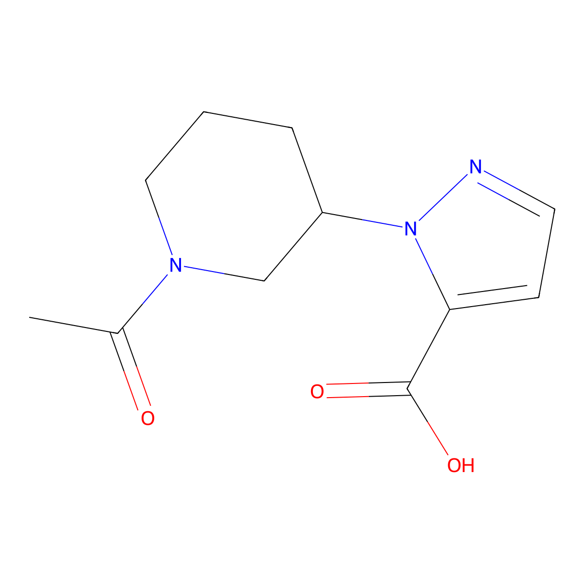 1-(1-acetylpiperidin-3-yl)-1H-pyrazole-5-carboxylic acid molecular structure, CAS 2680795-72-4