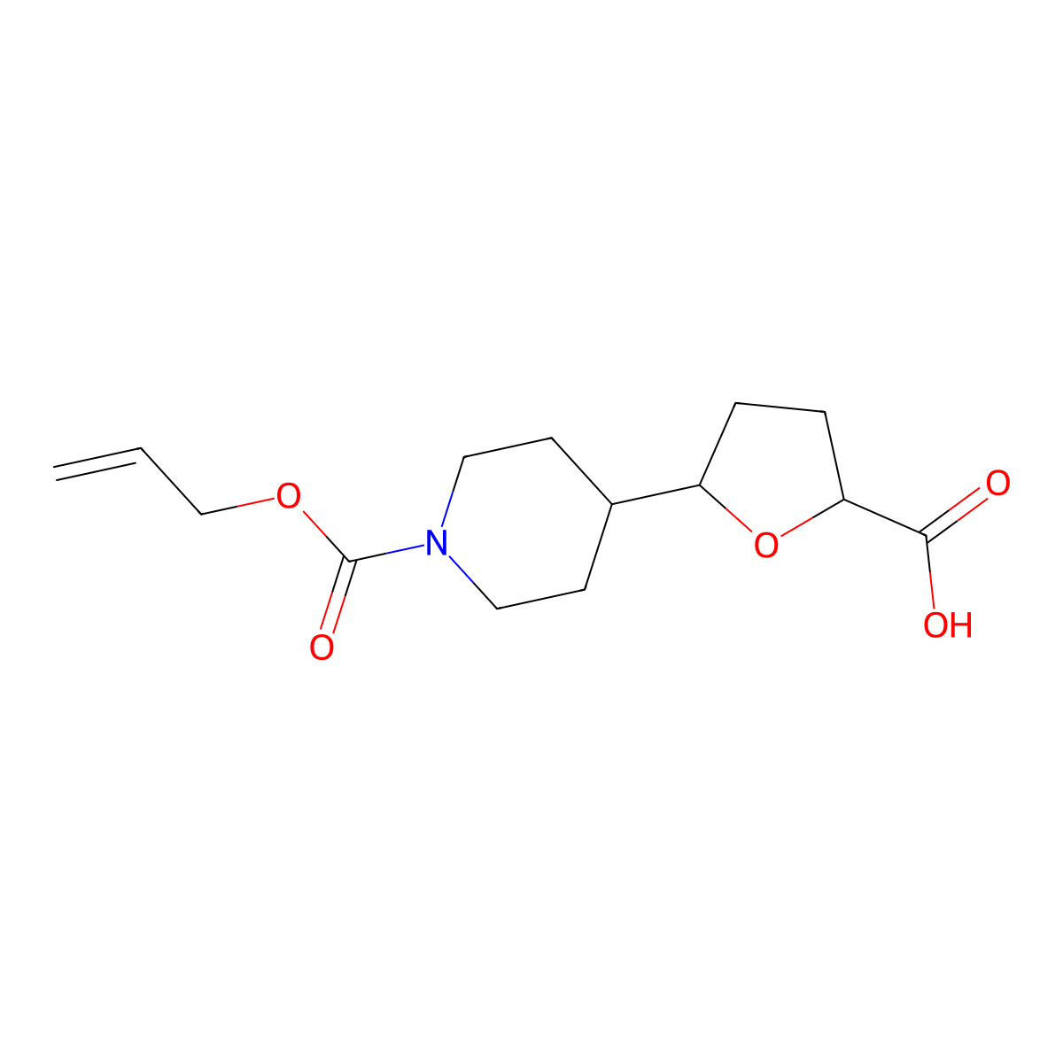 5-{1-[(Prop-2-en-1-yloxy)carbonyl]piperidin-4-yl}oxolane-2-carboxylic acid molecular structure, CAS 2680795-74-6