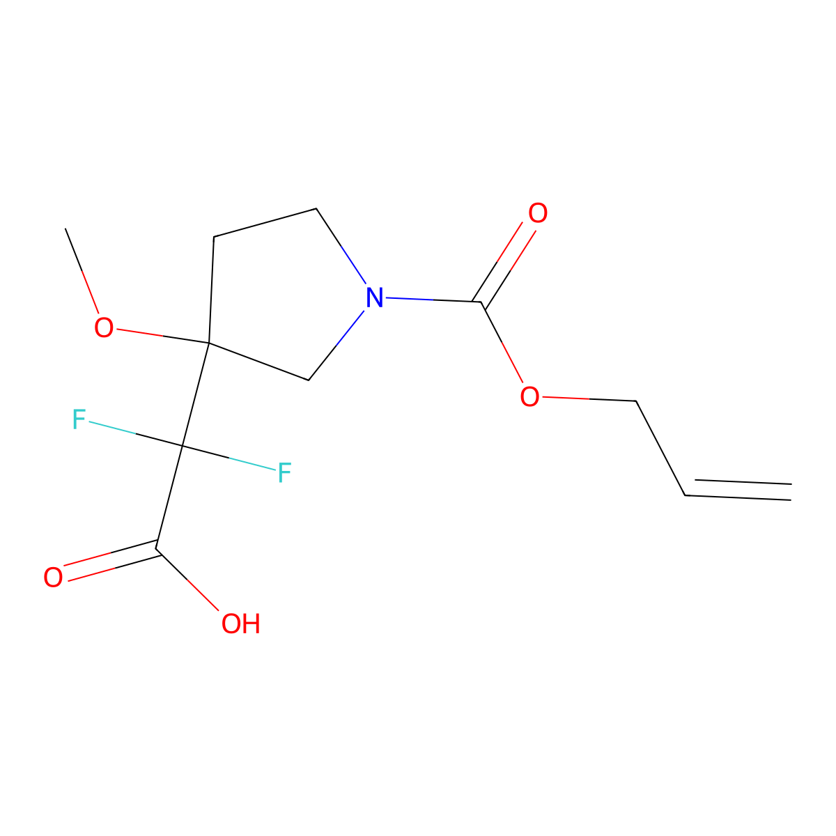 2,2-Difluoro-2-{3-methoxy-1-[(prop-2-en-1-yloxy)carbonyl]pyrrolidin-3-yl}acetic acid molecular structure, CAS 2680795-81-5