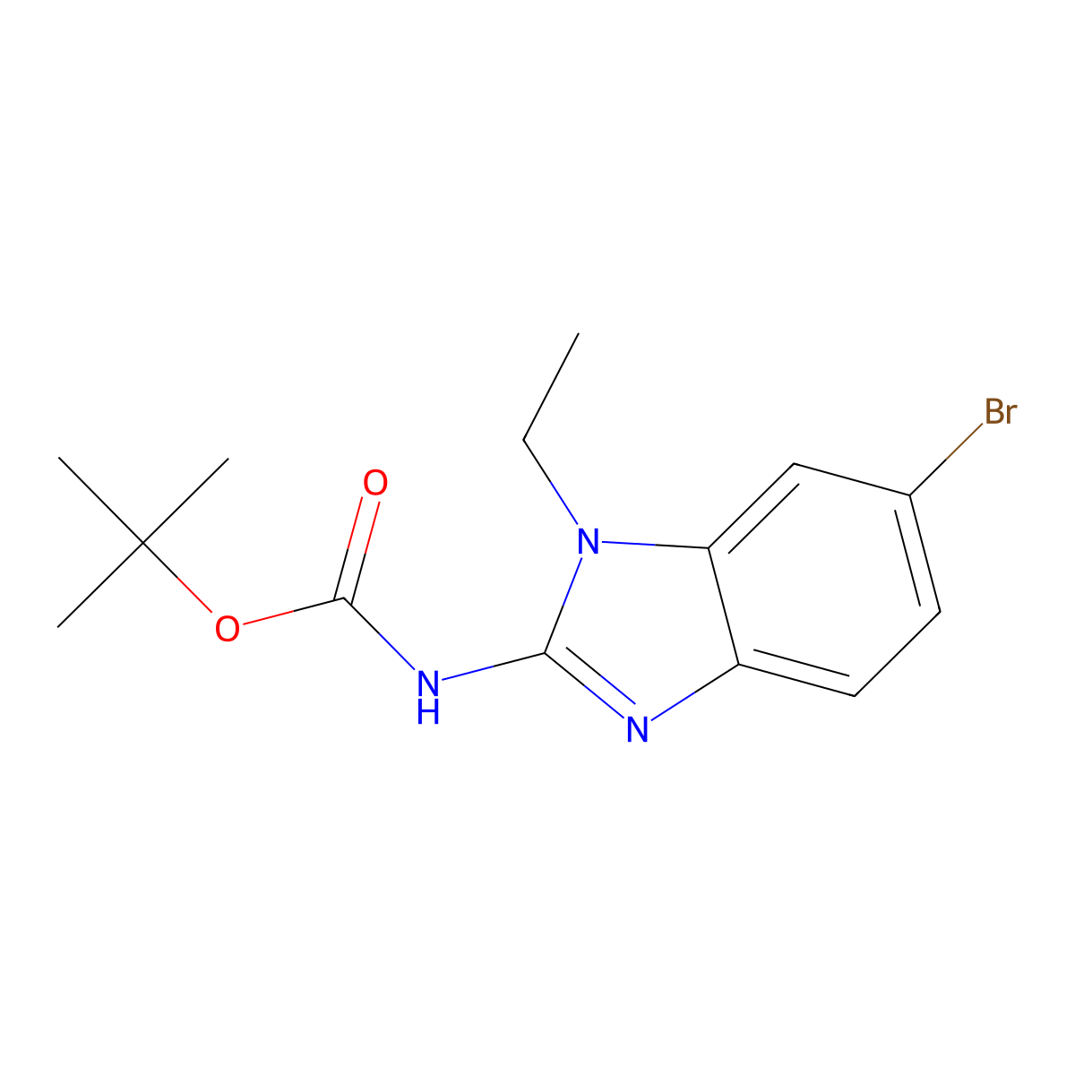 tert-butyl N-(6-bromo-1-ethyl-1H-1,3-benzodiazol-2-yl)carbamate molecular structure, CAS 2680795-91-7