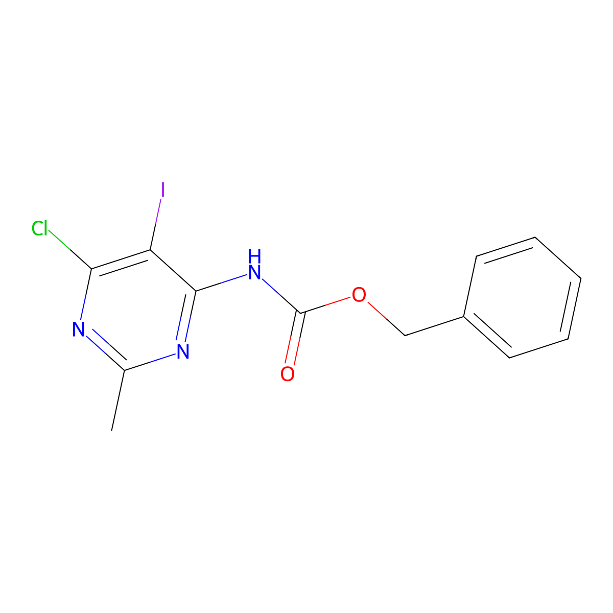 benzyl N-(6-chloro-5-iodo-2-methylpyrimidin-4-yl)carbamate molecular structure, CAS 2680795-96-2