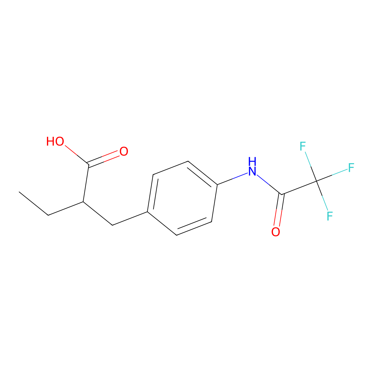 2-{[4-(2,2,2-Trifluoroacetamido)phenyl]methyl}butanoic acid molecular structure, CAS 2680796-02-3