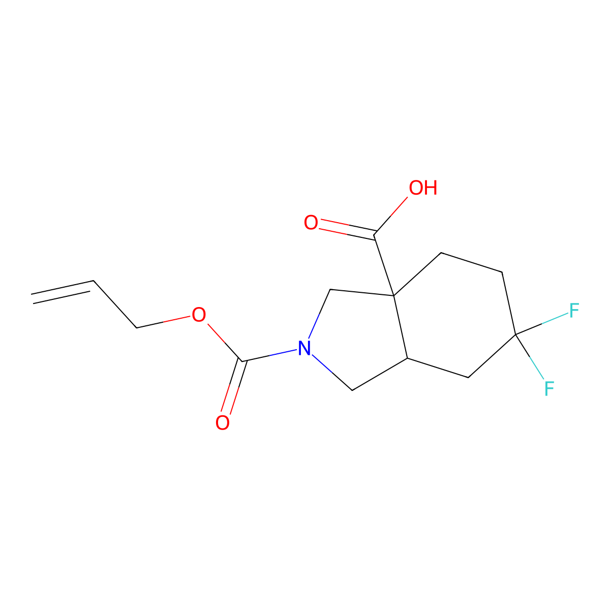 6,6-difluoro-2-[(prop-2-en-1-yloxy)carbonyl]-octahydro-1H-isoindole-3a-carboxylic acid molecular structure, CAS 2680796-12-5