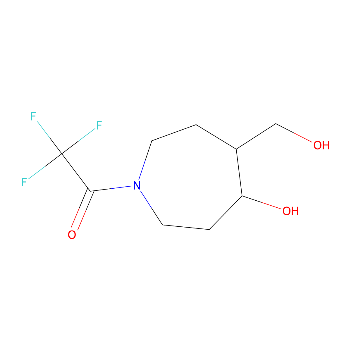2,2,2-Trifluoro-1-[4-hydroxy-5-(hydroxymethyl)azepan-1-yl]ethan-1-one molecular structure, CAS 2680796-14-7