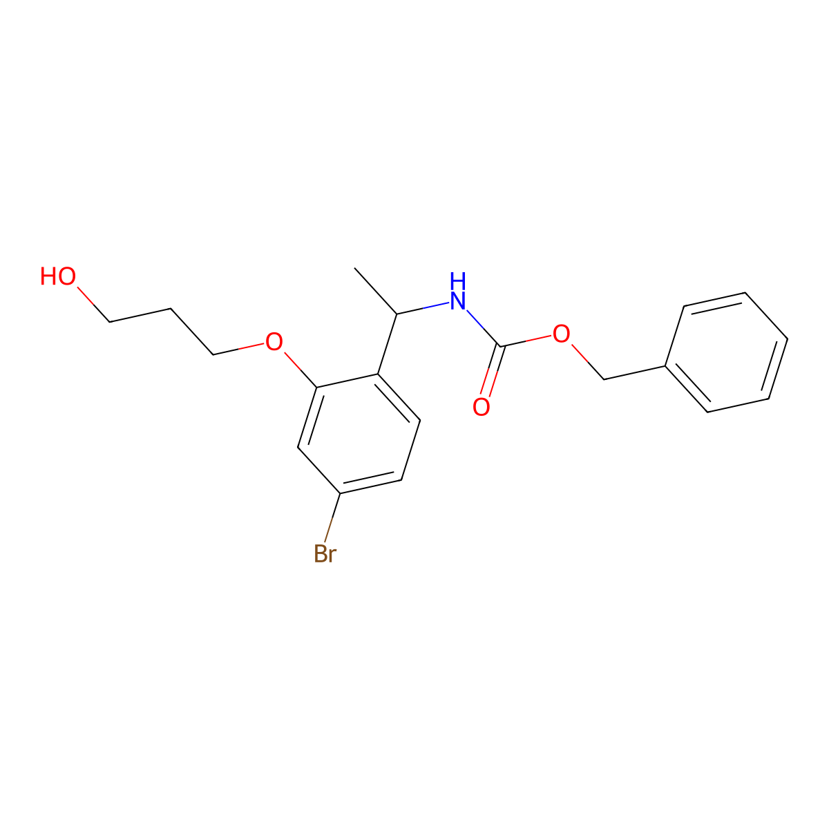 benzyl N-{1-[4-bromo-2-(3-hydroxypropoxy)phenyl]ethyl}carbamate molecular structure, CAS 2680796-16-9