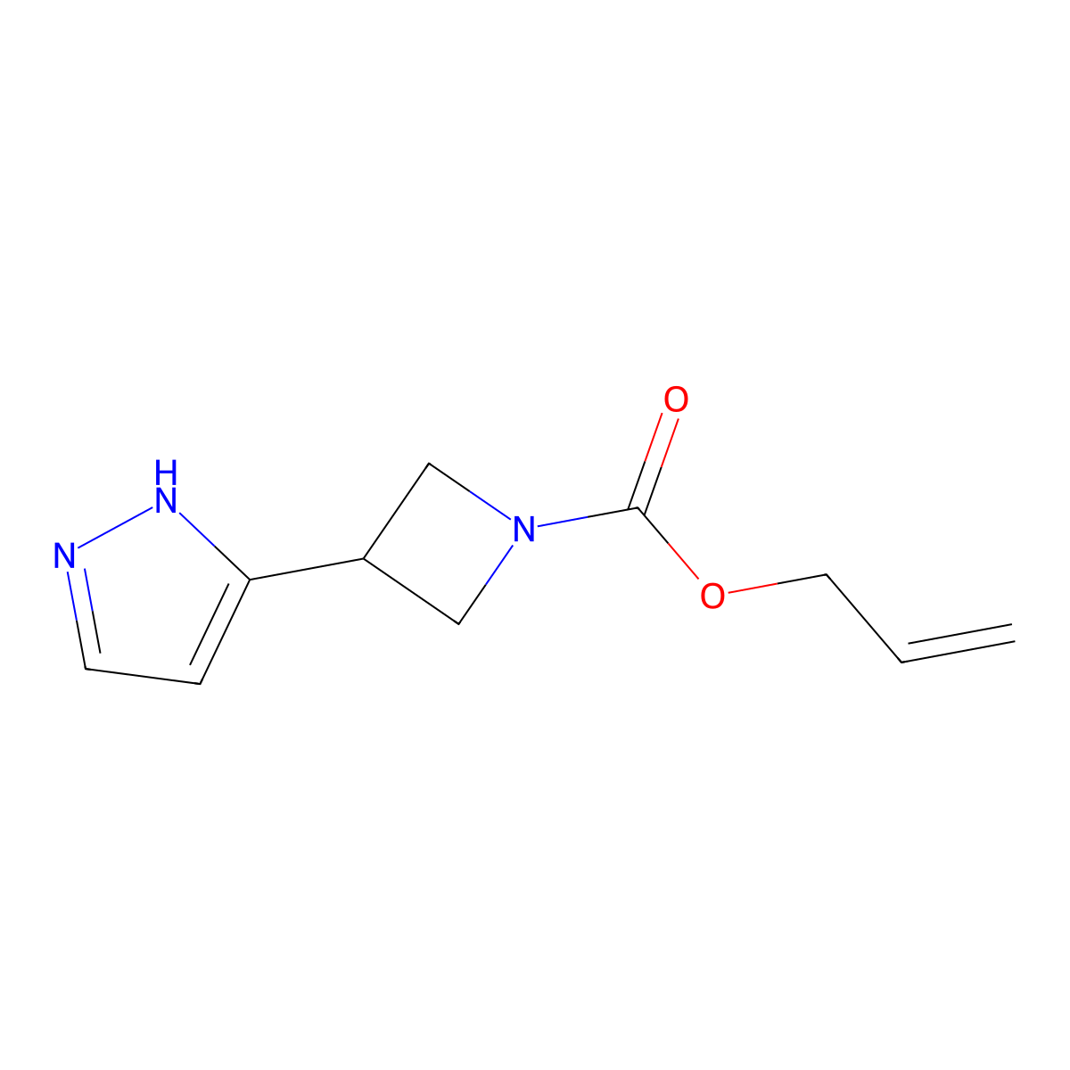 prop-2-en-1-yl 3-(1H-pyrazol-3-yl)azetidine-1-carboxylate molecular structure, CAS 2680796-22-7