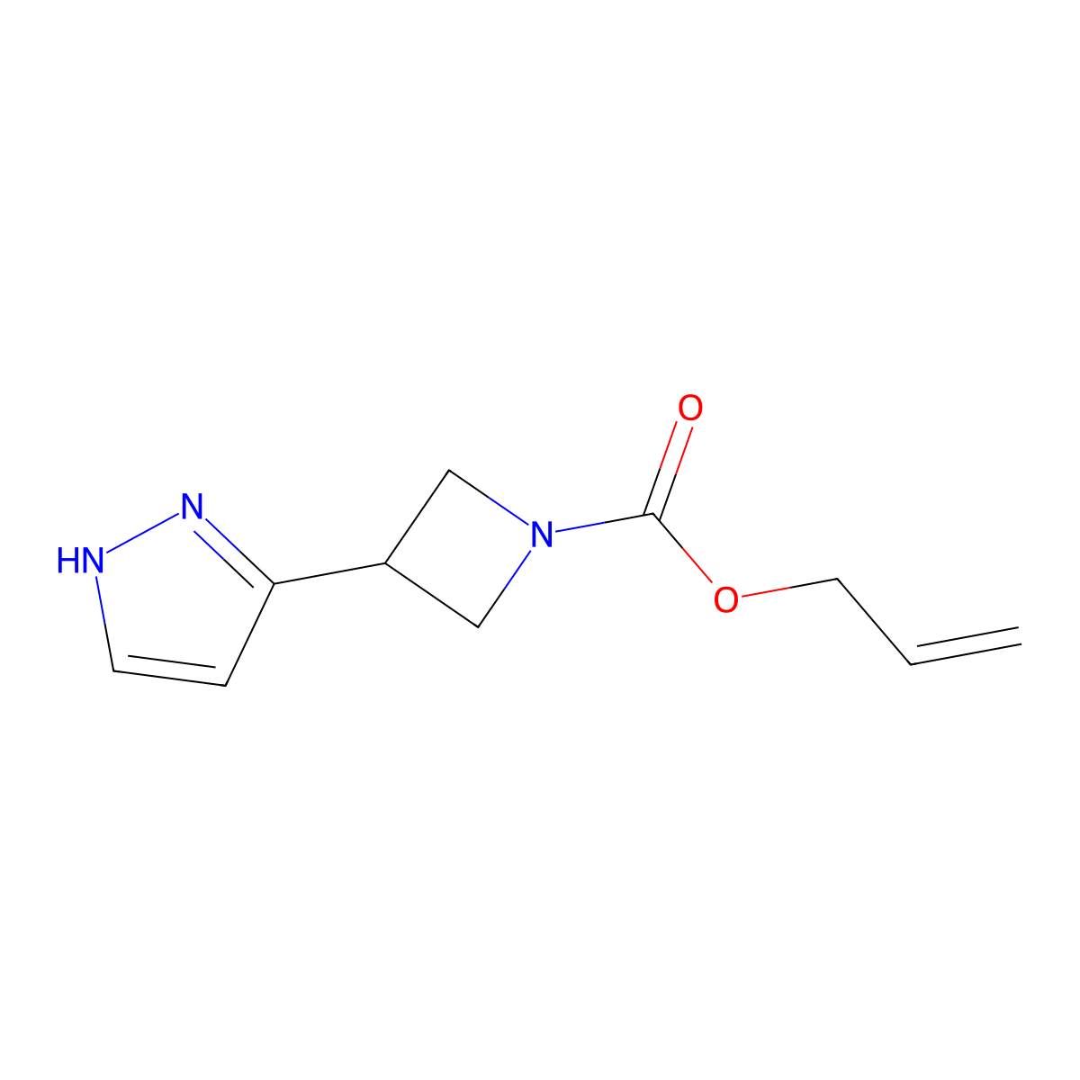 prop-2-en-1-yl 3-(1H-pyrazol-3-yl)azetidine-1-carboxylate molecular structure, CAS 2680796-22-7