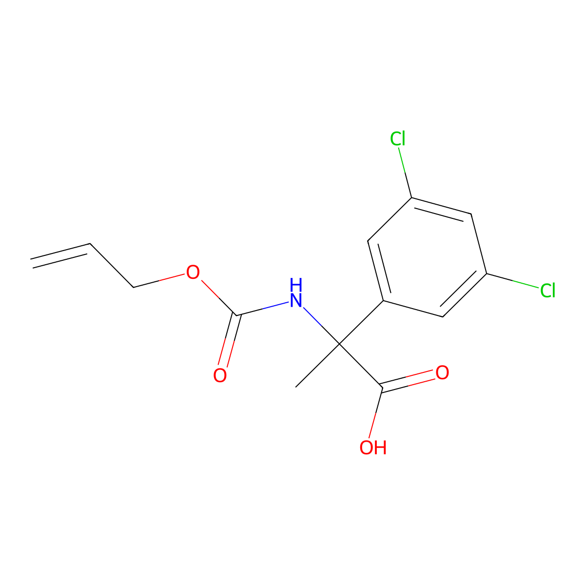 2-(3,5-Dichlorophenyl)-2-{[(prop-2-en-1-yloxy)carbonyl]amino}propanoic acid molecular structure, CAS 2680796-29-4