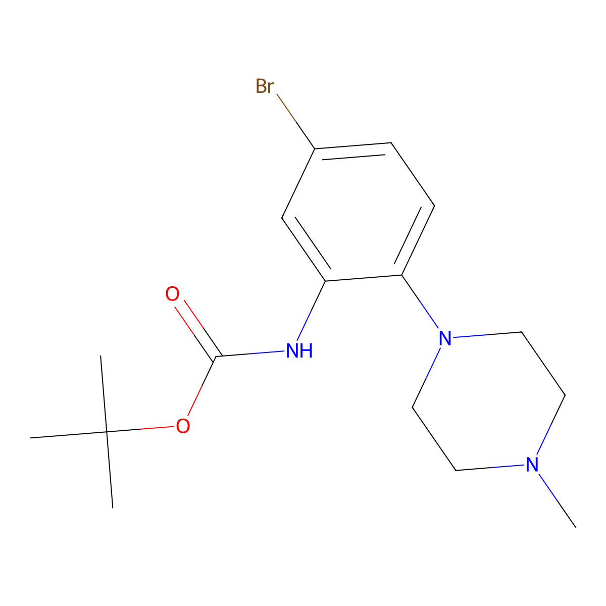 tert-butyl N-[5-bromo-2-(4-methylpiperazin-1-yl)phenyl]carbamate molecular structure, CAS 2680796-32-9
