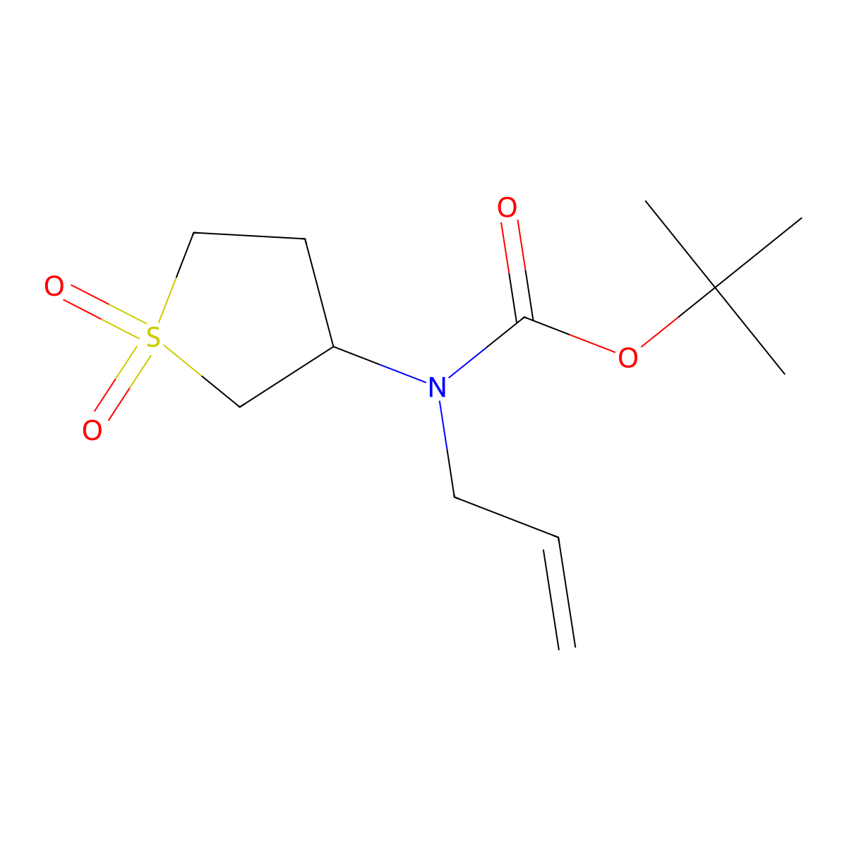 tert-butyl N-(1,1-dioxo-1lambda6-thiolan-3-yl)-N-(prop-2-en-1-yl)carbamate molecular structure, CAS 2680796-33-0