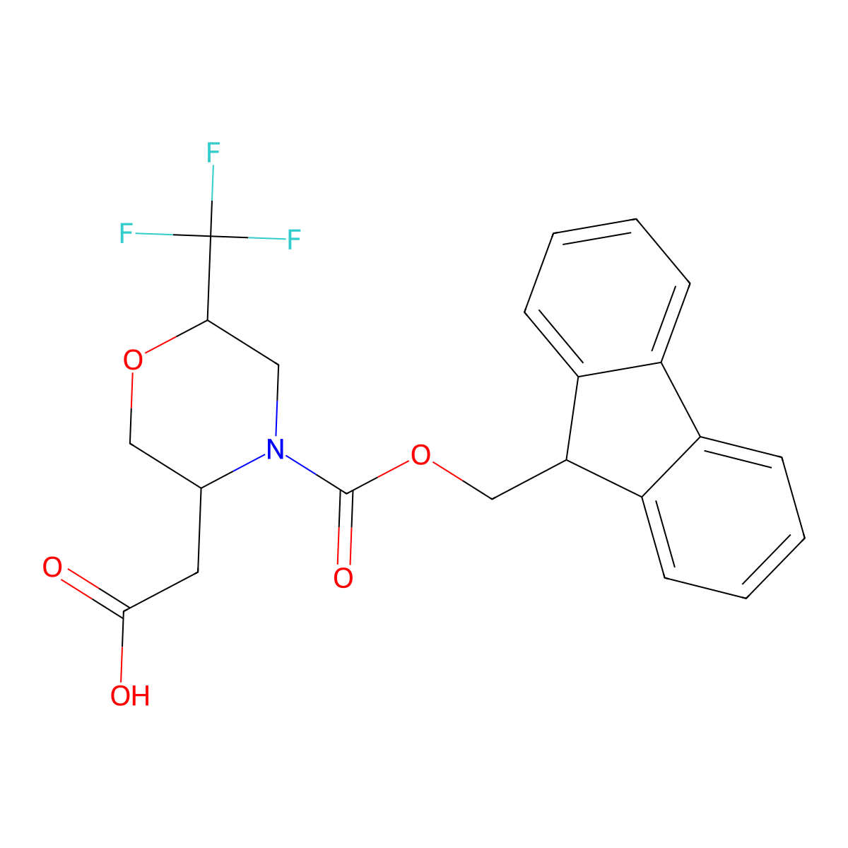 2-(4-{[(9H-fluoren-9-yl)methoxy]carbonyl}-6-(trifluoromethyl)morpholin-3-yl)acetic acid molecular structure, CAS 2680796-39-6
