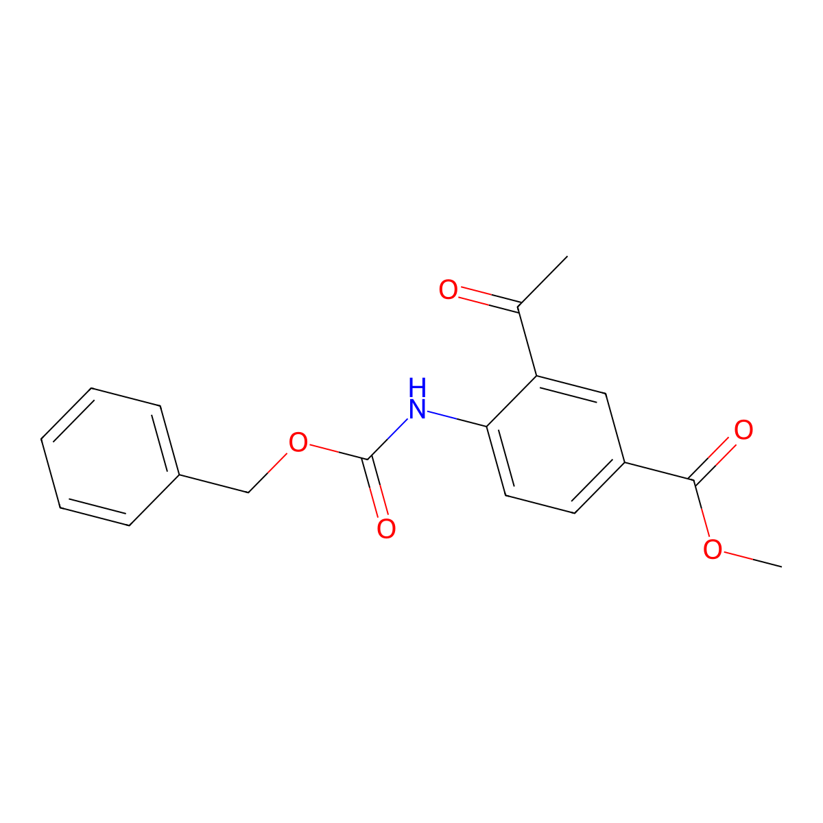 Methyl 3-acetyl-4-{[(benzyloxy)carbonyl]amino}benzoate molecular structure, CAS 2680796-48-7
