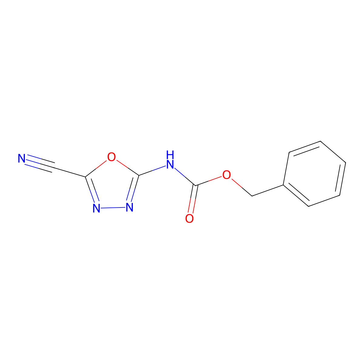 benzyl N-(5-cyano-1,3,4-oxadiazol-2-yl)carbamate molecular structure, CAS 2680796-49-8
