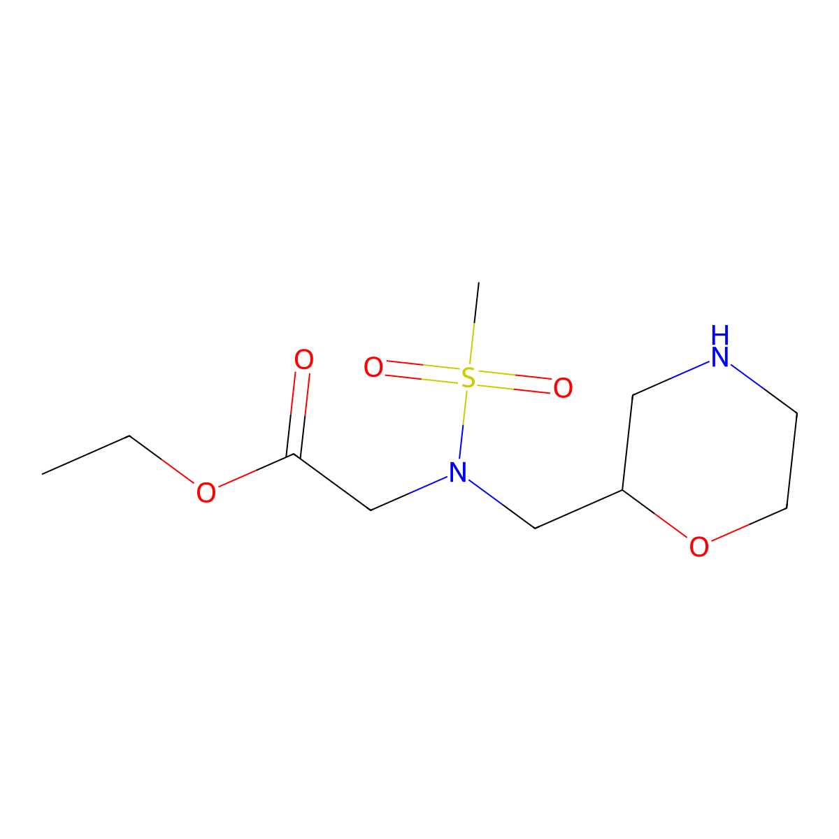 ethyl 2-{N-[(morpholin-2-yl)methyl]methanesulfonamido}acetate molecular structure, CAS 2680796-50-1