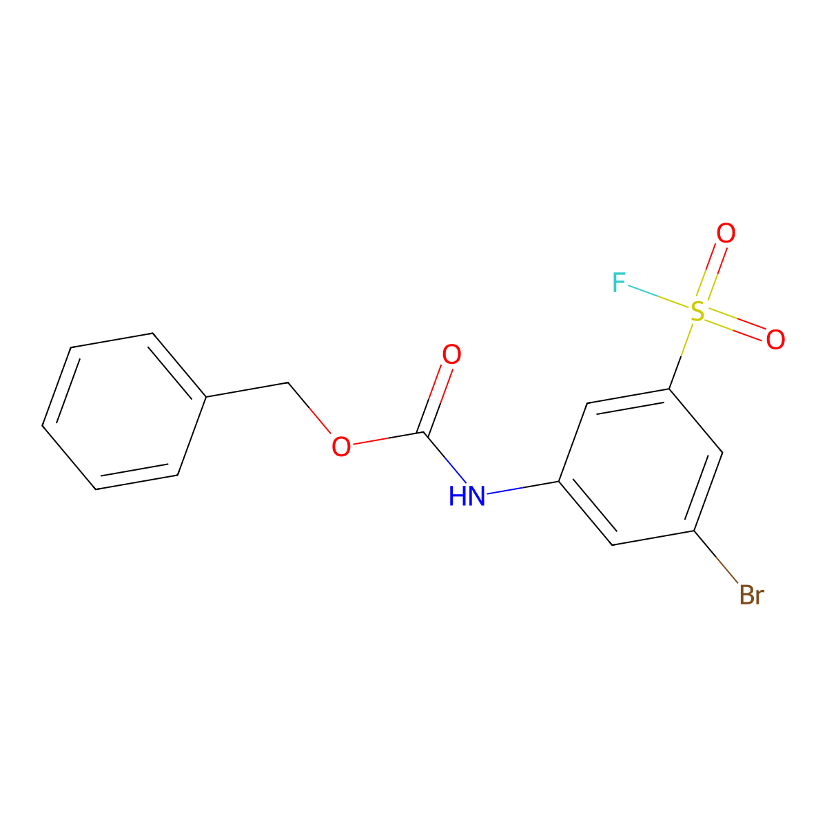 benzyl N-[3-bromo-5-(fluorosulfonyl)phenyl]carbamate molecular structure, CAS 2680796-53-4