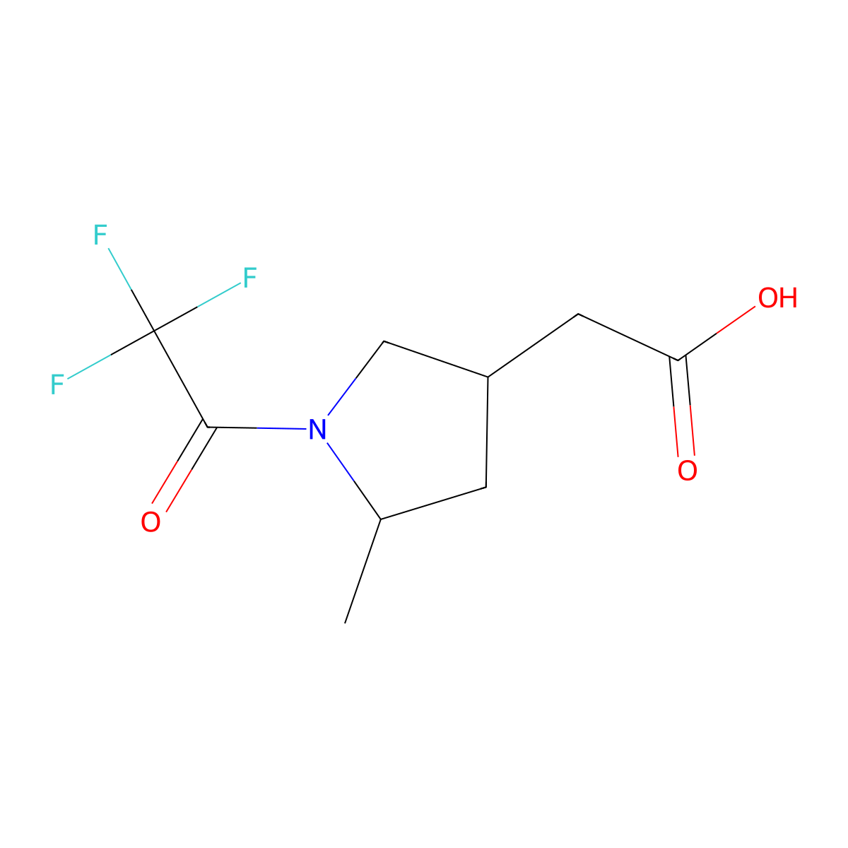 2-[5-Methyl-1-(2,2,2-trifluoroacetyl)pyrrolidin-3-yl]acetic acid molecular structure, CAS 2680796-57-8