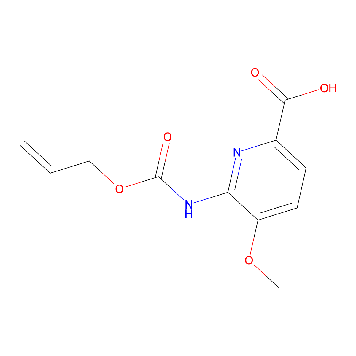 5-Methoxy-6-{[(prop-2-en-1-yloxy)carbonyl]amino}pyridine-2-carboxylic acid molecular structure, CAS 2680796-59-0
