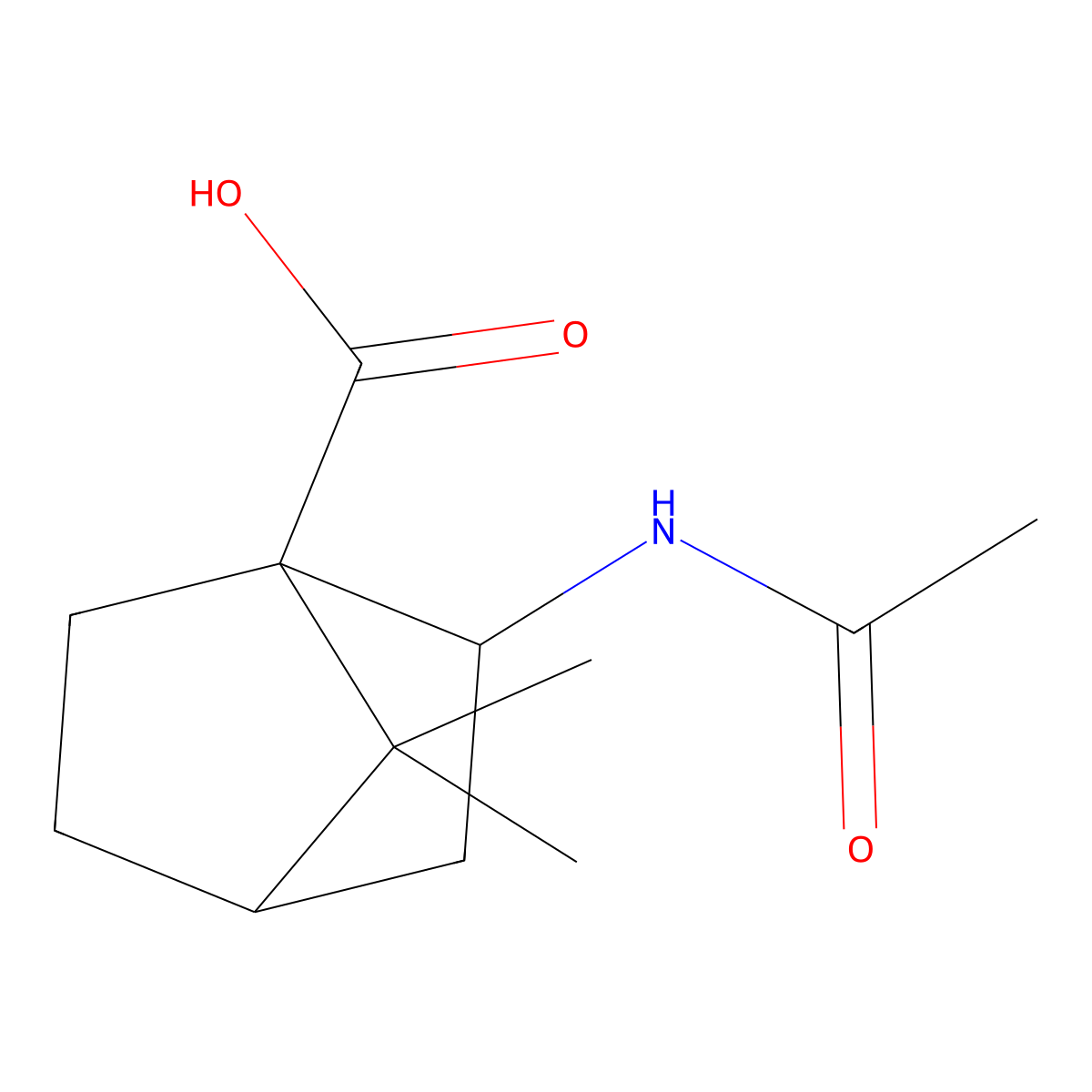 2-Acetamido-7,7-dimethylbicyclo[2.2.1]heptane-1-carboxylic acid molecular structure, CAS 2680796-70-5