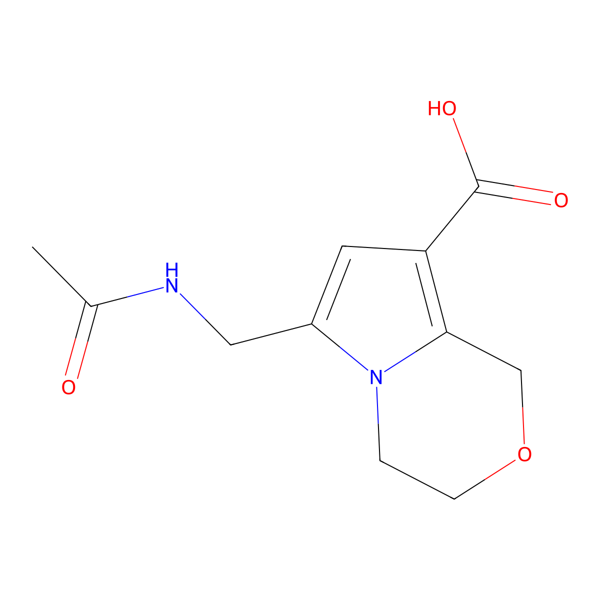 6-(acetamidomethyl)-1H,3H,4H-pyrrolo[2,1-c][1,4]oxazine-8-carboxylic acid molecular structure, CAS 2680796-73-8