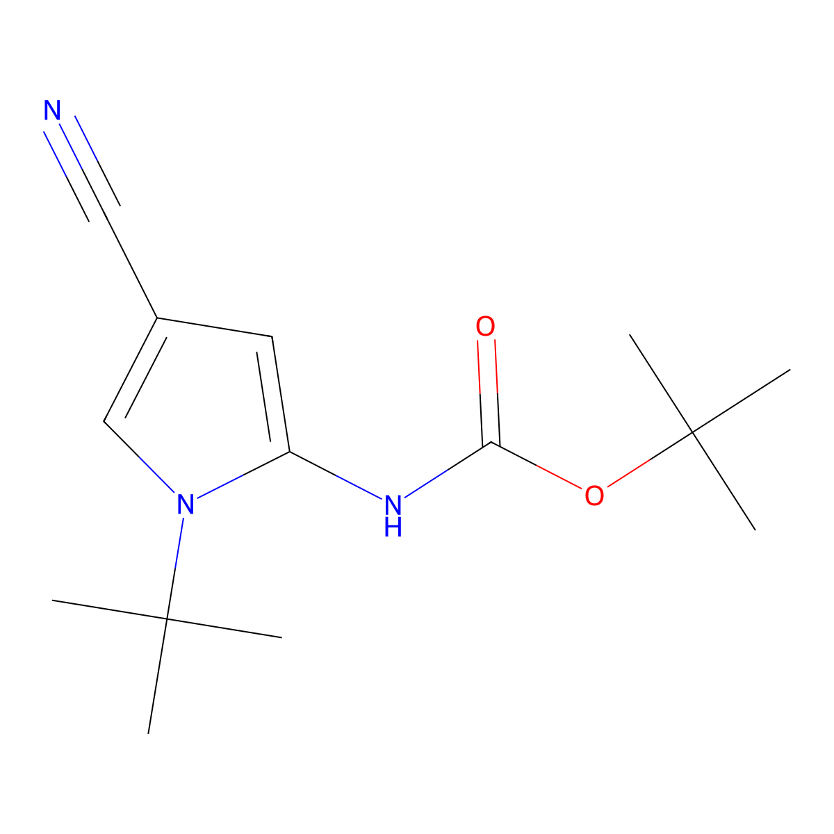 tert-butyl N-(1-tert-butyl-4-cyano-1H-pyrrol-2-yl)carbamate molecular structure, CAS 2680796-80-7