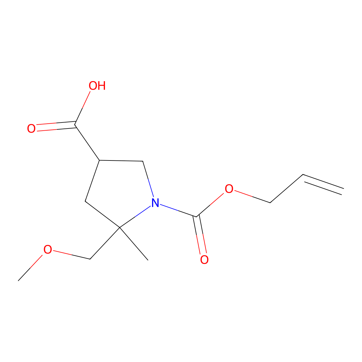5-(Methoxymethyl)-5-methyl-1-[(prop-2-en-1-yloxy)carbonyl]pyrrolidine-3-carboxylic acid molecular structure, CAS 2680796-83-0