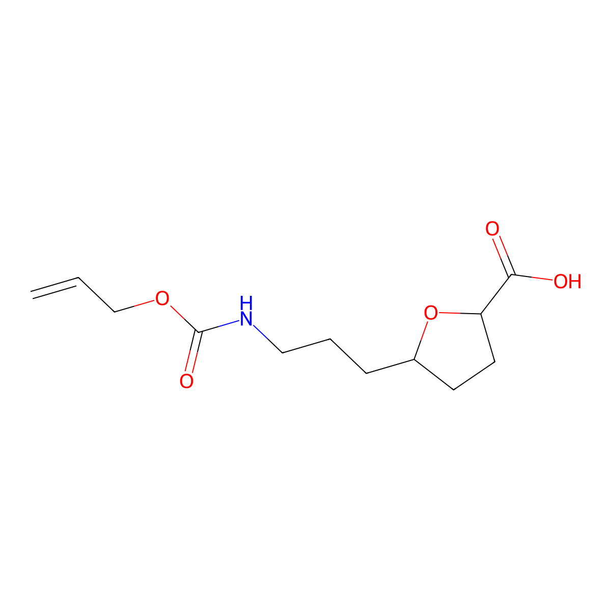 5-(3-{[(Prop-2-en-1-yloxy)carbonyl]amino}propyl)oxolane-2-carboxylic acid molecular structure, CAS 2680796-88-5