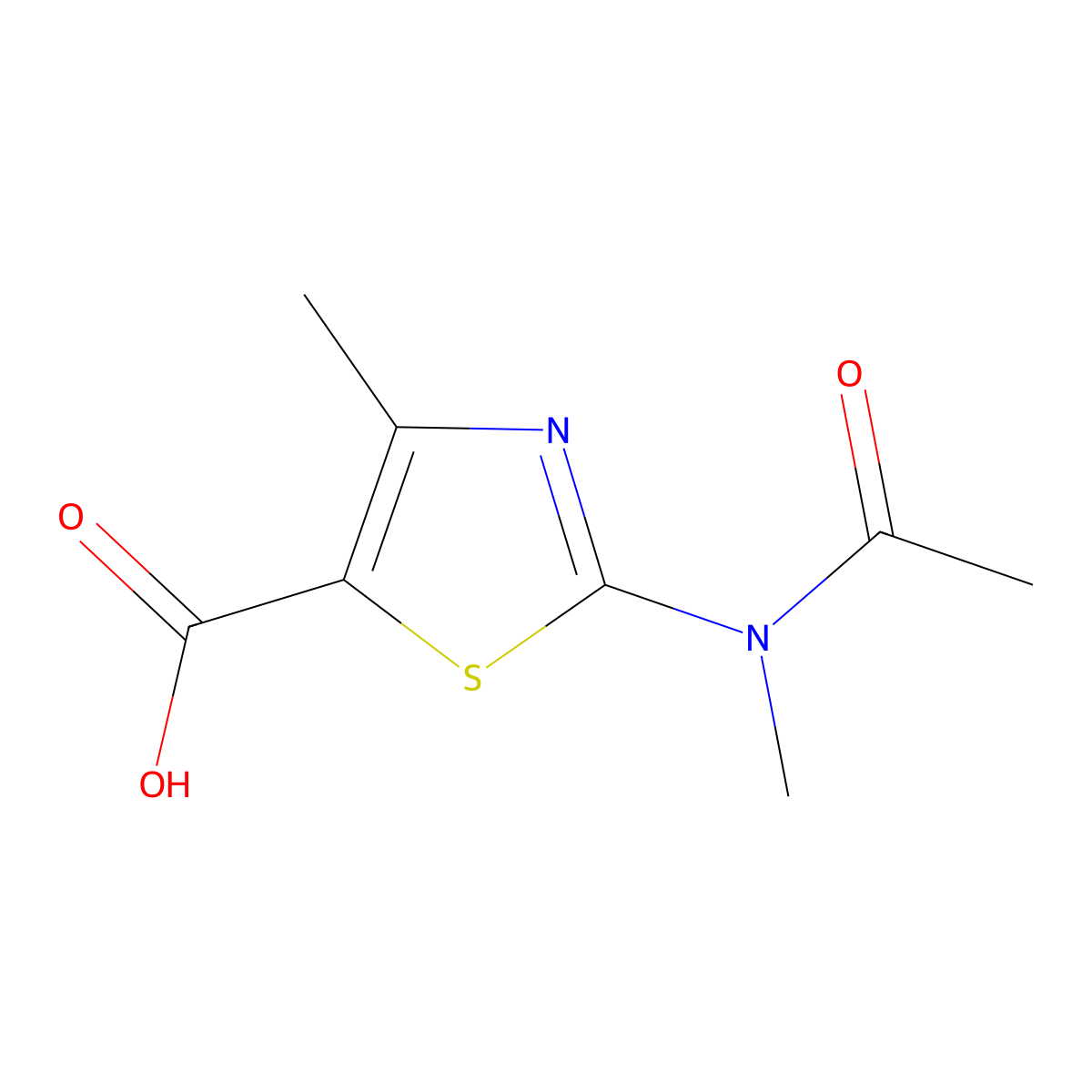 4-methyl-2-(N-methylacetamido)-1,3-thiazole-5-carboxylic acid molecular structure, CAS 2680796-89-6