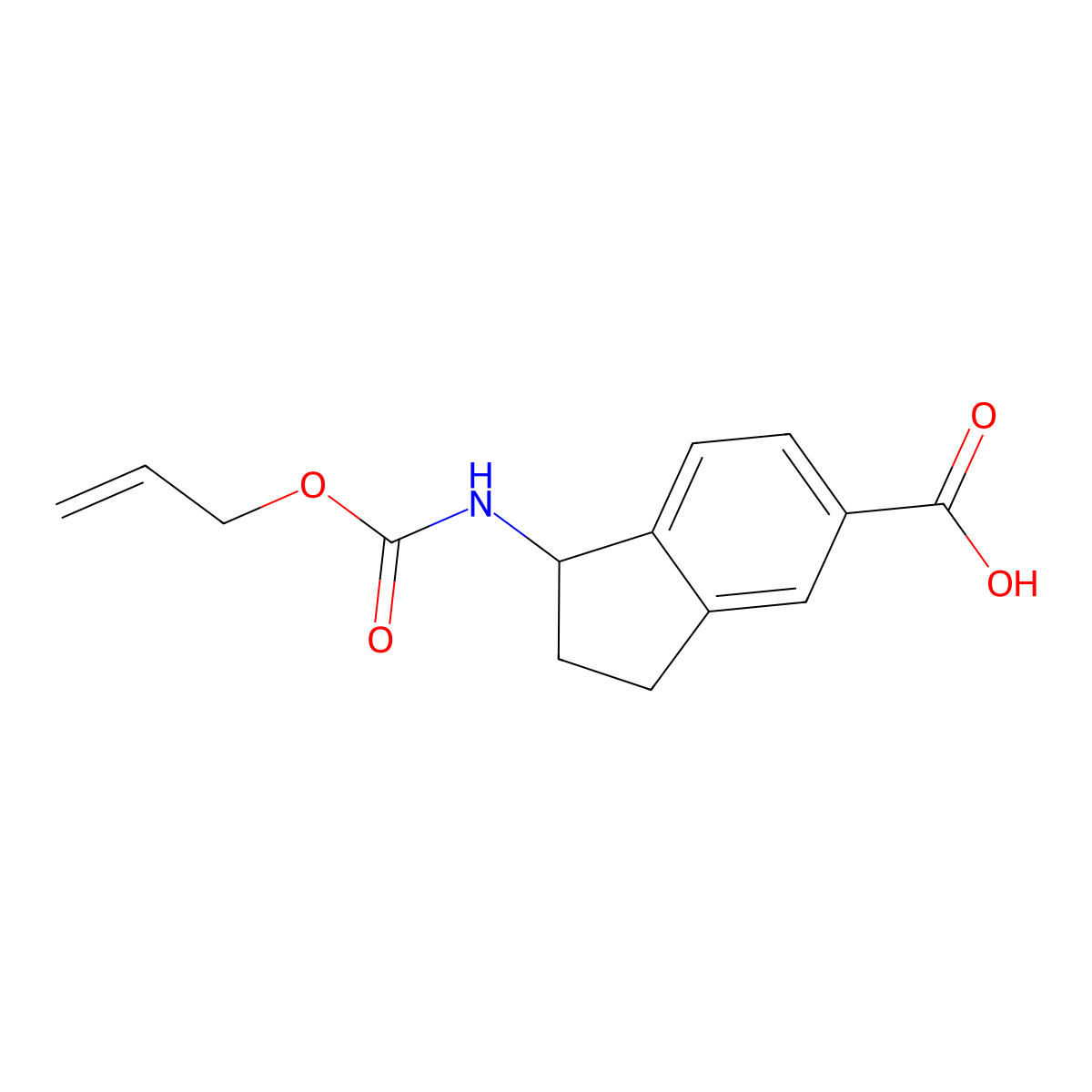 1-{[(prop-2-en-1-yloxy)carbonyl]amino}-2,3-dihydro-1H-indene-5-carboxylic acid molecular structure, CAS 2680796-90-9