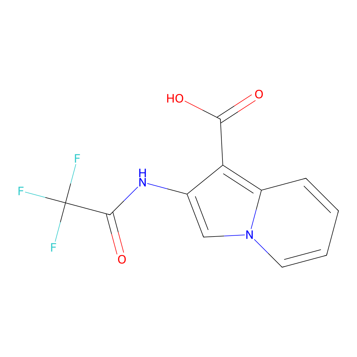 2-(2,2,2-Trifluoroacetamido)indolizine-1-carboxylic acid molecular structure, CAS 2680796-92-1